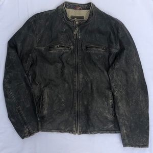 Guess Distressed Genuine Leather Jacket